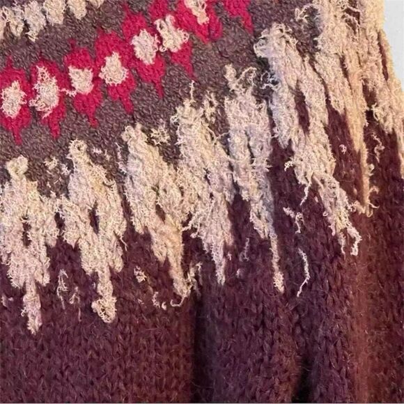 Free People Baltic Fairisle Sweater Berry Comno Wool Alpaca Blend Size XS NWOT - Picture 9 of 14